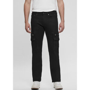 Guess Men Mateo Zip Denim Cargo Pants Rinsed Black Size 33X32